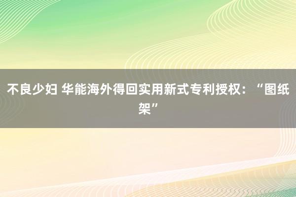 不良少妇 华能海外得回实用新式专利授权：“图纸架”