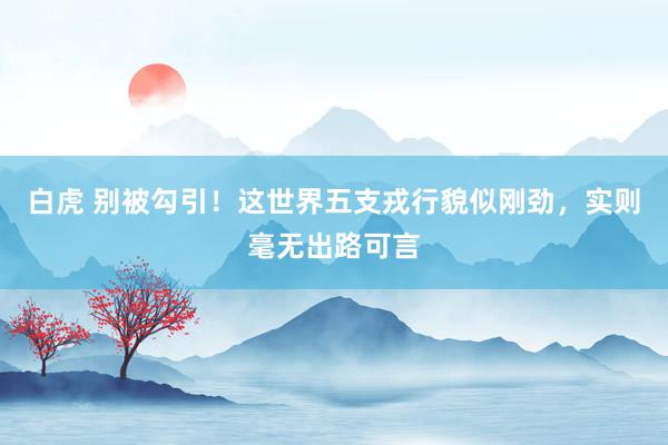 白虎 别被勾引！这世界五支戎行貌似刚劲，实则毫无出路可言