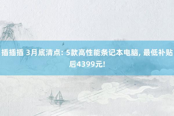 插插插 3月底清点: 5款高性能条记本电脑, 最低补贴后43