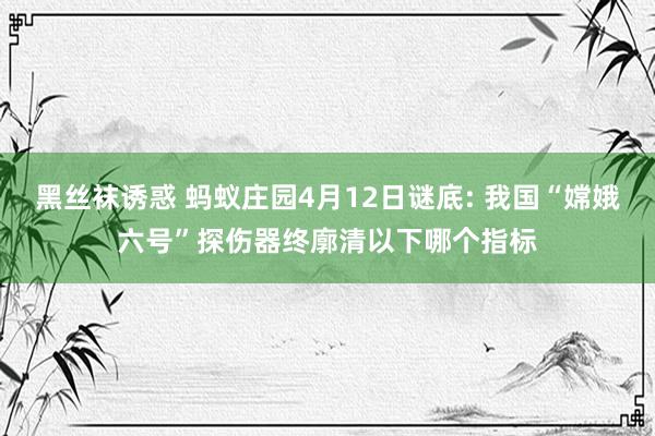 黑丝袜诱惑 蚂蚁庄园4月12日谜底: 我国“嫦娥六号”探伤器