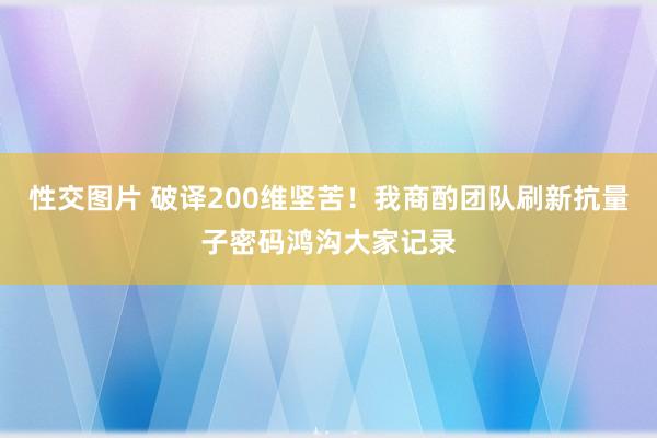 性交图片 破译200维坚苦！我商酌团队刷新抗量子密码鸿沟大家记录